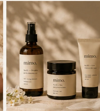 Conceptual mimo product trio: Orvalho, Véu and Cura